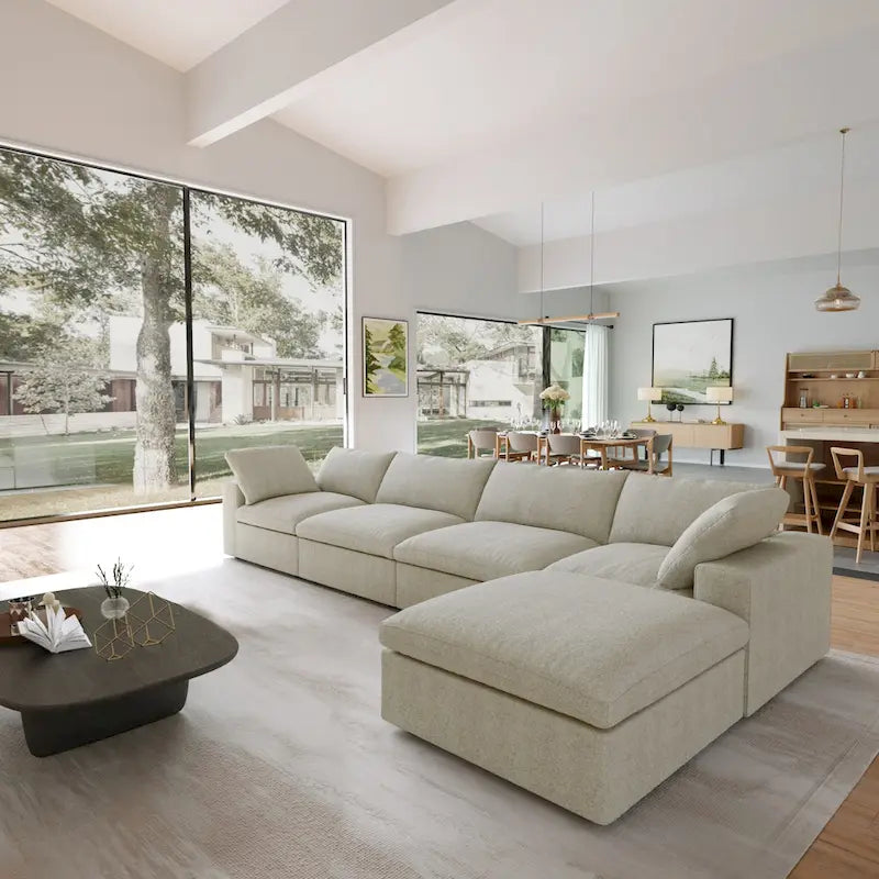 L Shape Couches for Living Room, Modern Modular Convertible Sectional Sofa Couch with Removable Cushion Covers