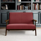 CraftPorch Wenge Wood Mid-Century Modern Linen Loveseat