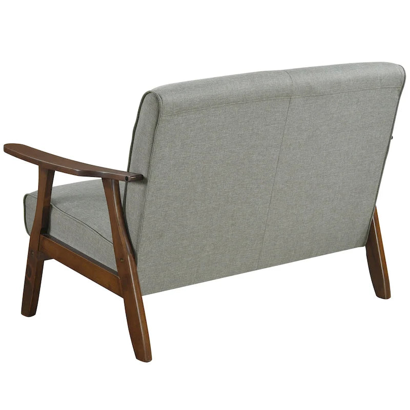 CraftPorch Wenge Wood Mid-Century Modern Linen Loveseat