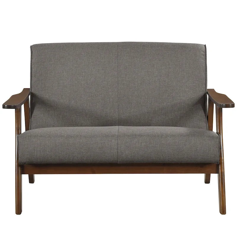 CraftPorch Wenge Wood Mid-Century Modern Linen Loveseat