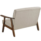 CraftPorch Wenge Wood Mid-Century Modern Linen Loveseat