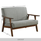 CraftPorch Wenge Wood Mid-Century Modern Linen Loveseat