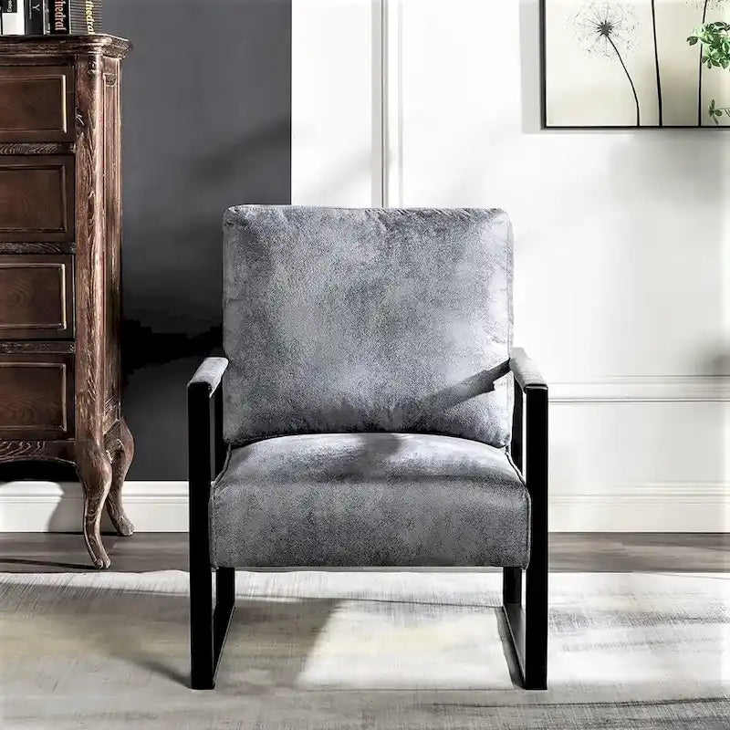 US Pride Furniture Hosam 25.4 PU/Microfiber Upholstery Metal Arms Chair