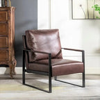 US Pride Furniture Hosam 25.4 PU/Microfiber Upholstery Metal Arms Chair