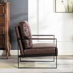 US Pride Furniture Hosam 25.4 PU/Microfiber Upholstery Metal Arms Chair