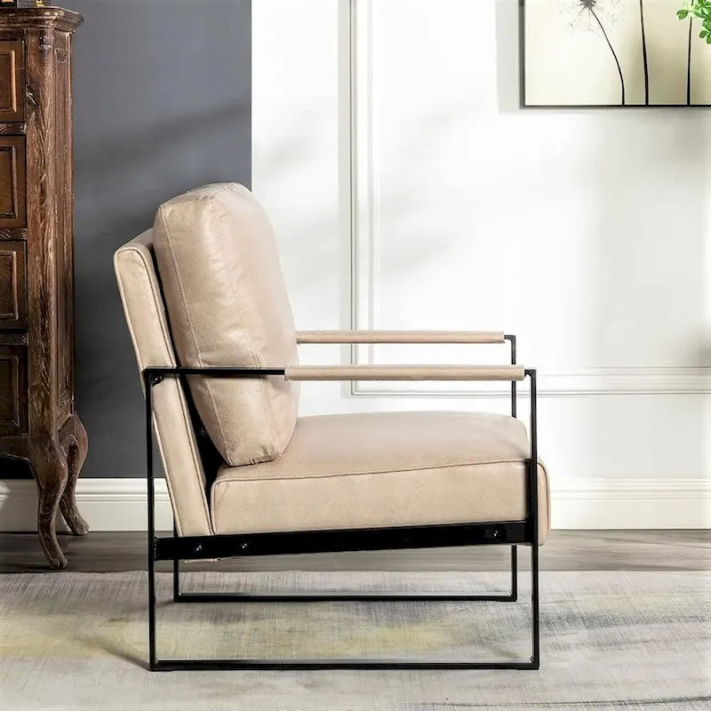 US Pride Furniture Hosam 25.4 PU/Microfiber Upholstery Metal Arms Chair