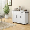 HOMCOM Kitchen Island with Storage, Rolling Kitchen Island on Wheels with Drawer, 3 Cabinets, Stainless Steel Countertop