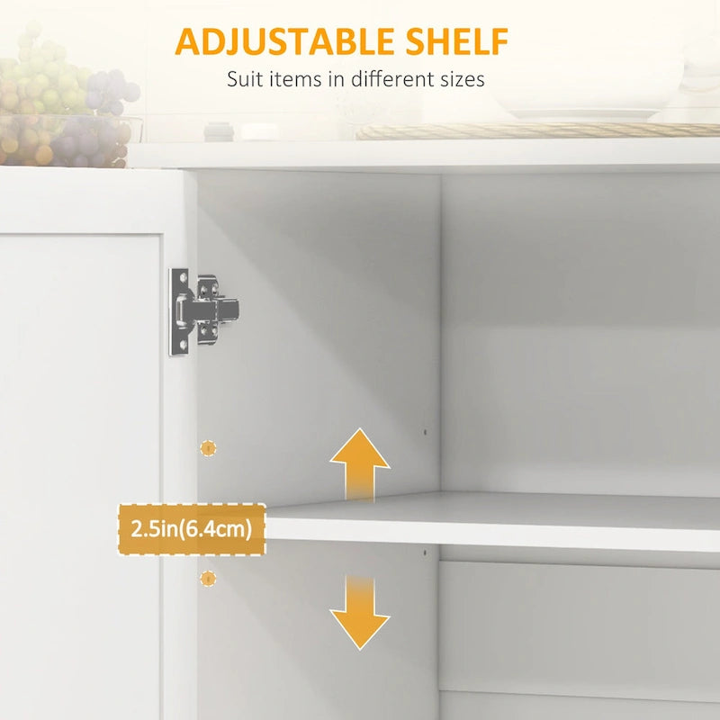 HOMCOM Kitchen Island with Storage, Rolling Kitchen Island on Wheels with Drawer, 3 Cabinets, Stainless Steel Countertop