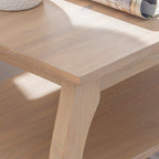 Ingrid Wood Farmhouse Side Table with 2 Shelves