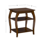 Ingrid Wood Farmhouse Side Table with 2 Shelves