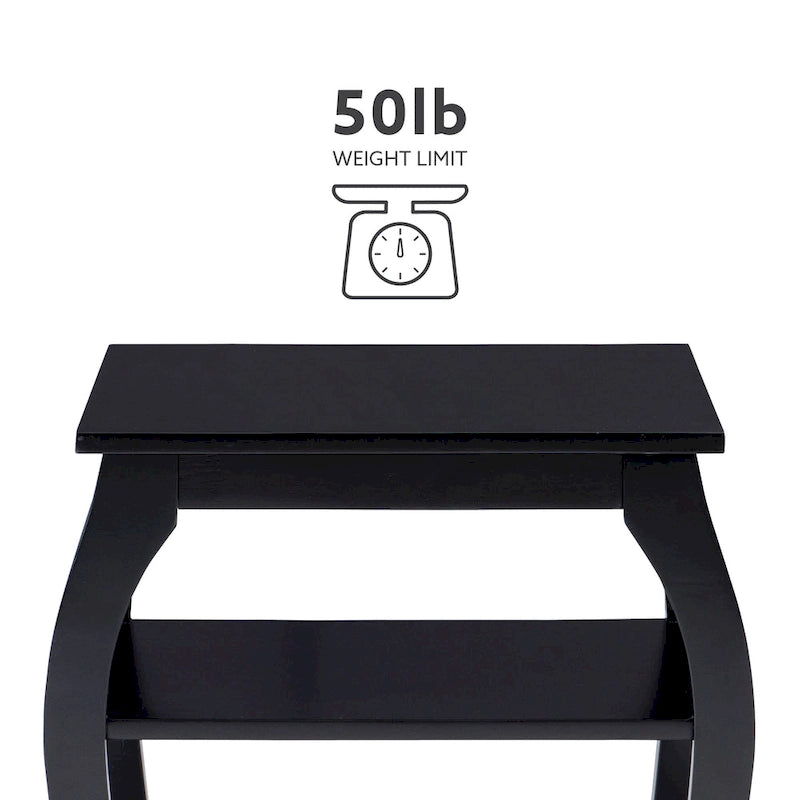 Ingrid Wood Farmhouse Side Table with 2 Shelves