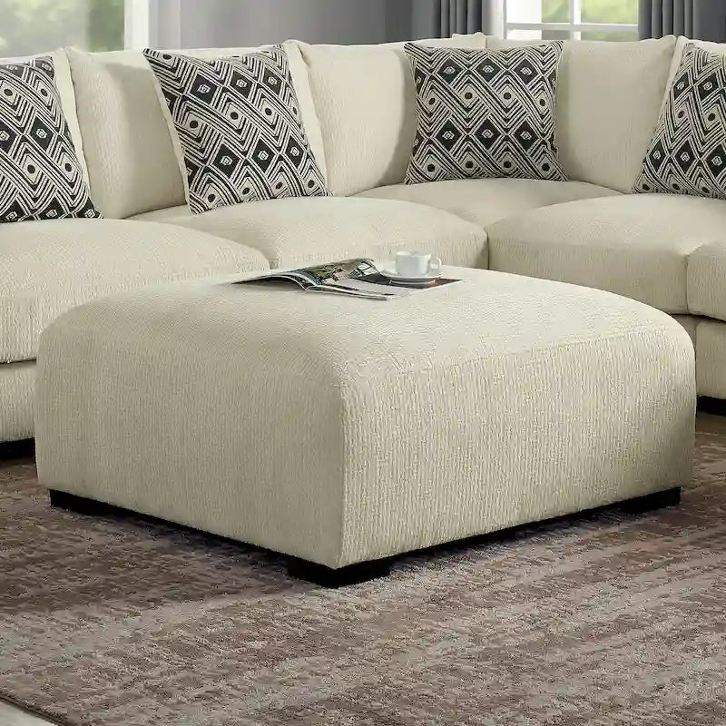 Kintra Contemporary Chenille Padded Cocktail Ottoman by Furniture of America