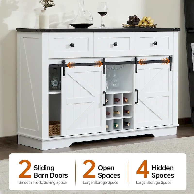Ukuowu Farmhouse Buffet Cabinet with Storage for Kitchen, Dining Room, Reclaimed Barnwood