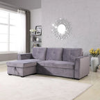 91 Wide Velvet Storage Sectional Reversible Sleeper Sofa & Chaise