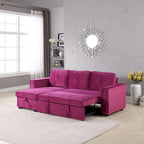 91 Wide Velvet Storage Sectional Reversible Sleeper Sofa & Chaise