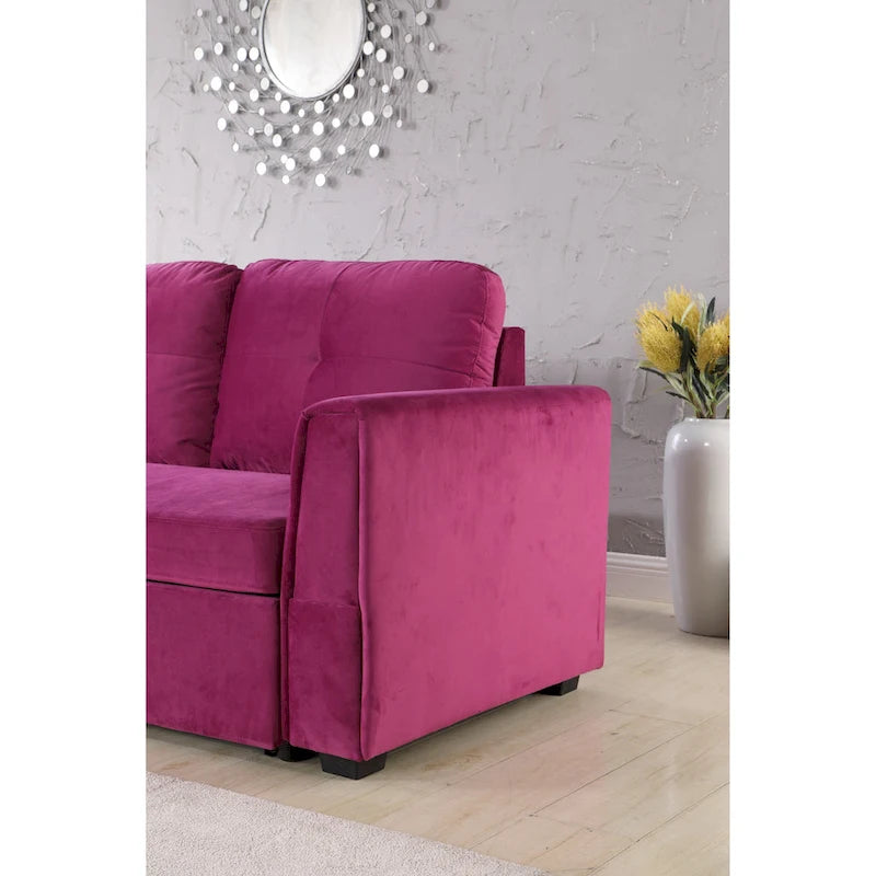 91 Wide Velvet Storage Sectional Reversible Sleeper Sofa & Chaise