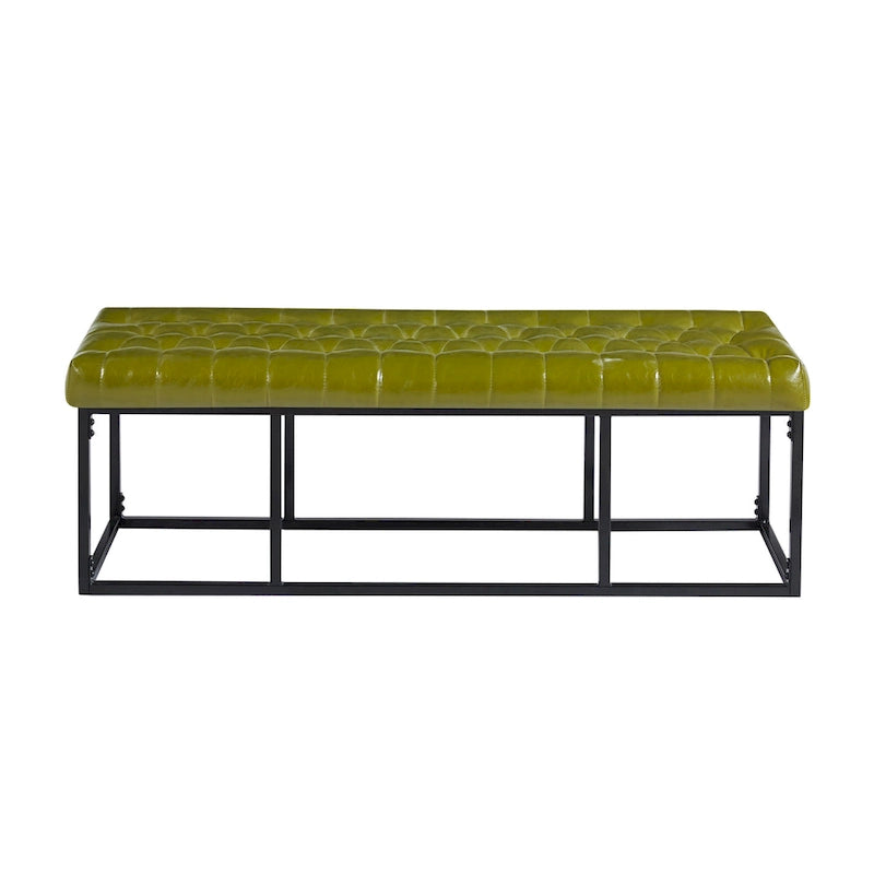 Porthos Home Ellie Faux Leather Accent Bench with Metal Frame Base