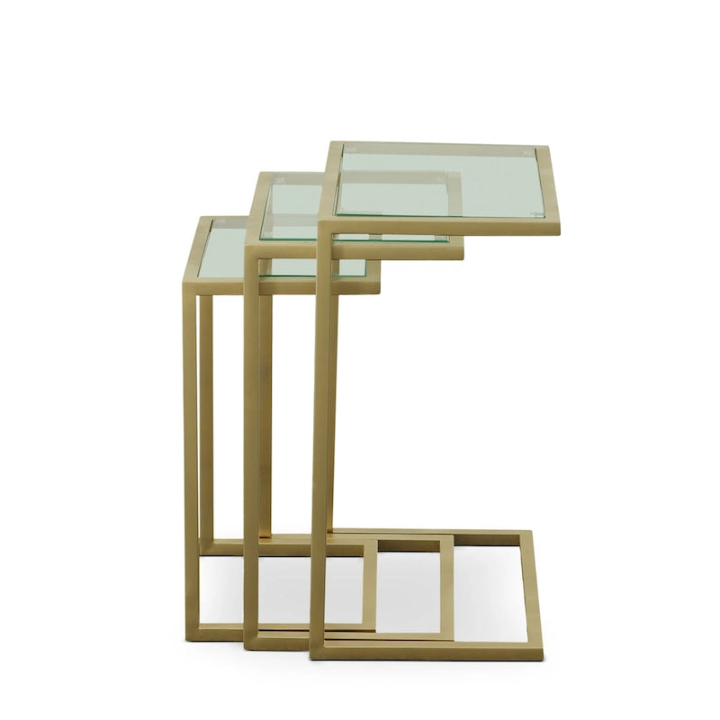 Carolina Living Addison Nesting Table Set - Glass Top - Chrome Base