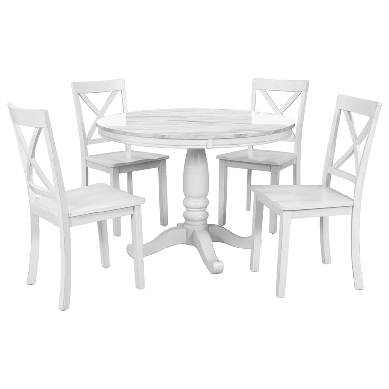 5 Pieces Dining Table and Chairs Set for 4 Persons