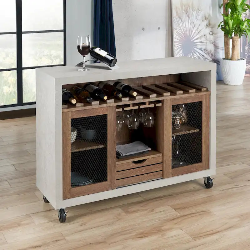Furniture of America Sene Contemporary 4-shelf Rolling Buffet