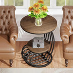 Round End Table, 2 Tiers Side Table for Living Room Bedroom