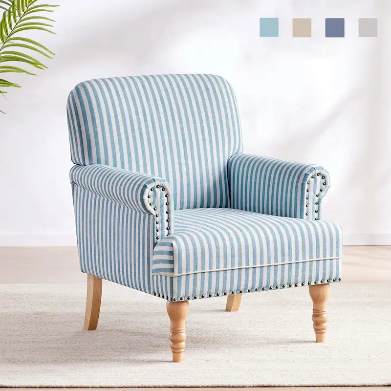 Upholstered Accent Sofa Linen Club Chair with Legs for Living Room