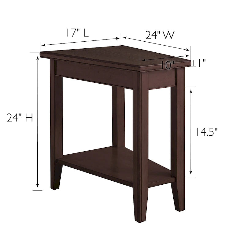 Leick Home Laurent Recliner Wedge Table with Shelf