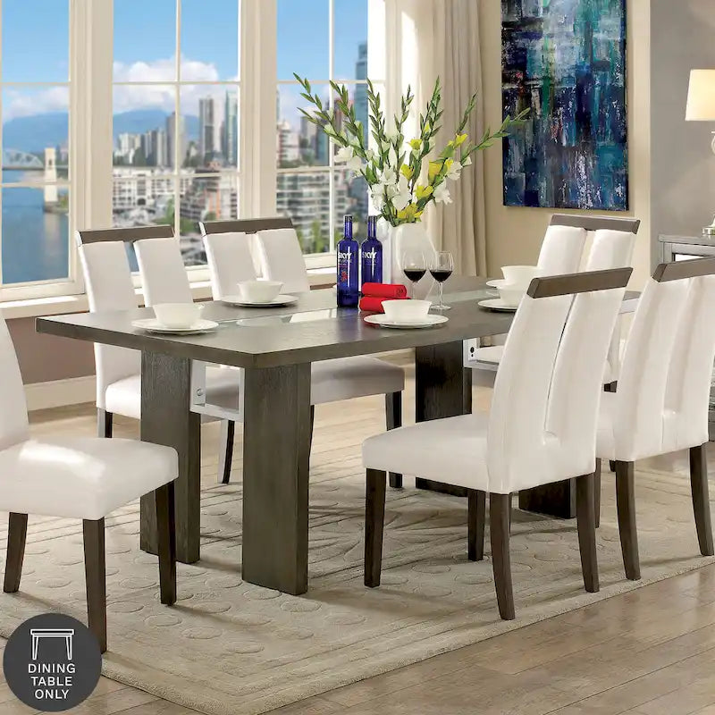 Furniture of America Lumina Contemporary 76-inch Glass Dining Table With LED