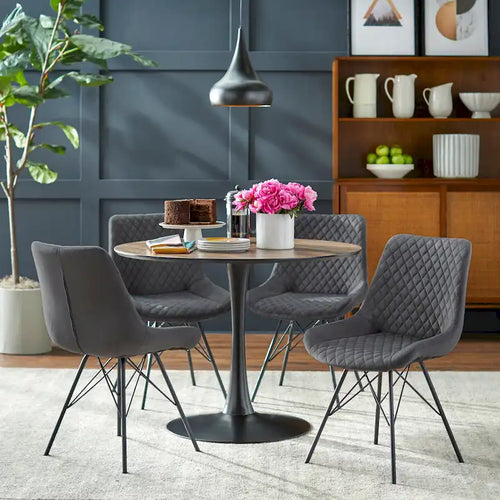 angelo:HOME Kavitt Mid-century Modern Velvet 5-piece Round Dining Set