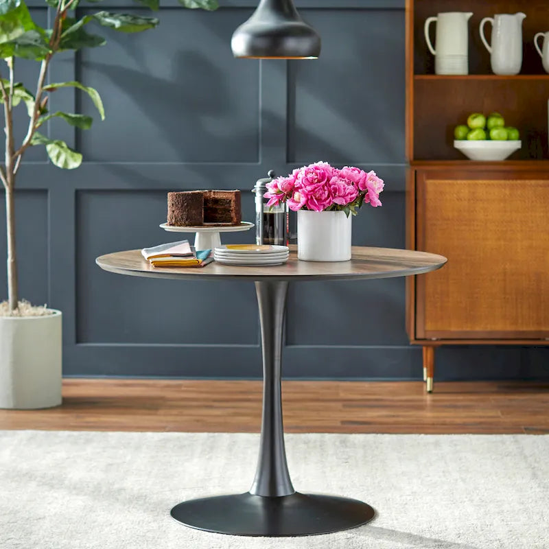 angelo:HOME Kavitt Mid-century Modern Velvet 5-piece Round Dining Set