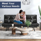 Modern Linen Futon with Memory Foam and Adjustable Armrests