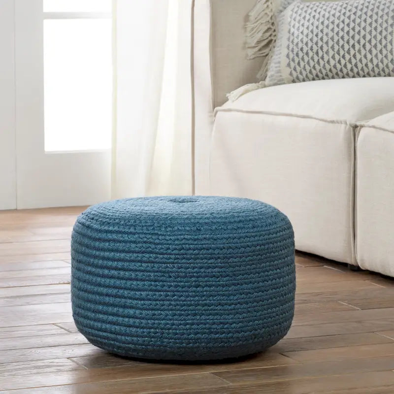 Jaipur Living Saba Solar Round Indoor/Outdoor Polyester Pouf Ottoman/Foot Stool - 18X18X12