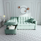 L-shaped Pull-out Sleeper Sectional Sofa Bed with Storage Chaise