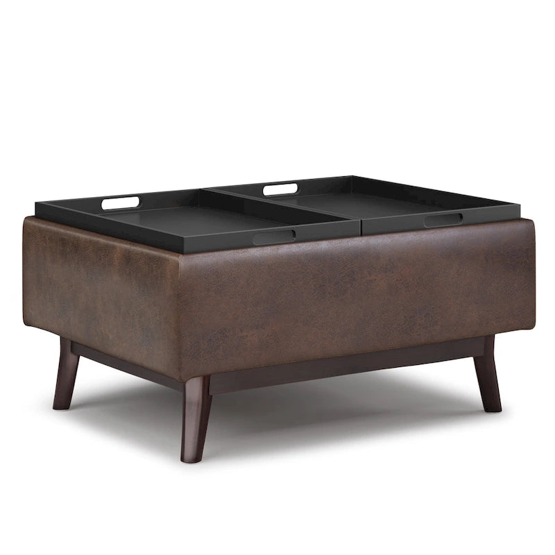 WYNDENHALL Ethan 34 inch Wide Mid Century Modern Rectangle Table Ottoman