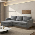 HOOOWOOO Living Room L-Shaped Polyester Fabric Reversible Chaise Sofa