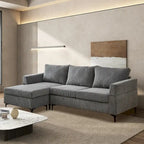 HOOOWOOO Living Room L-Shaped Polyester Fabric Reversible Chaise Sofa