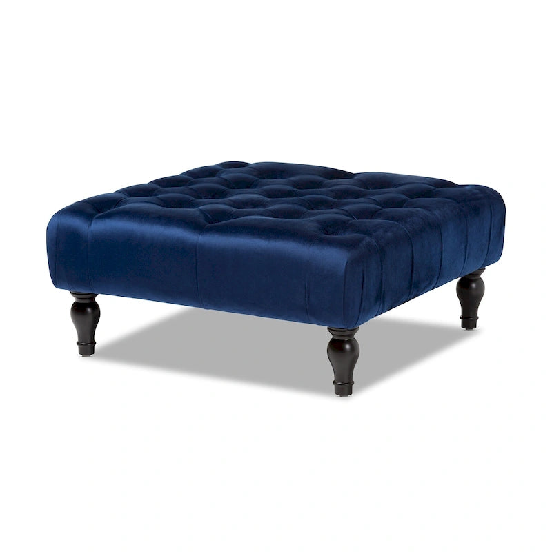 Transitional Velvet Fabric Cocktail Ottoman