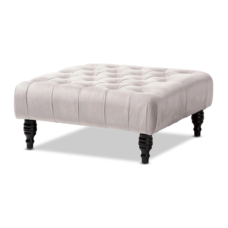 Transitional Velvet Fabric Cocktail Ottoman