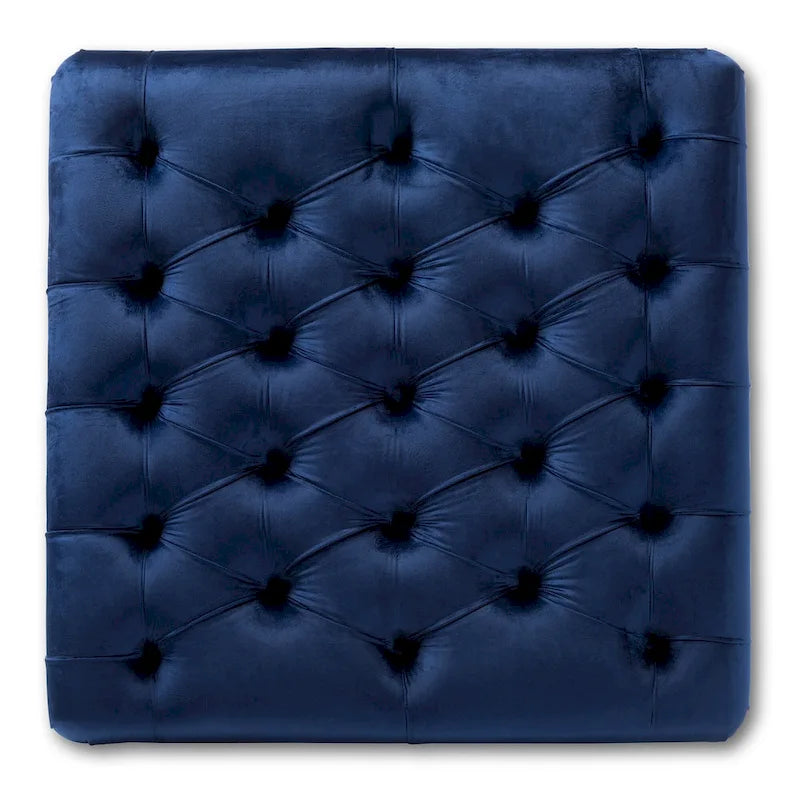 Transitional Velvet Fabric Cocktail Ottoman