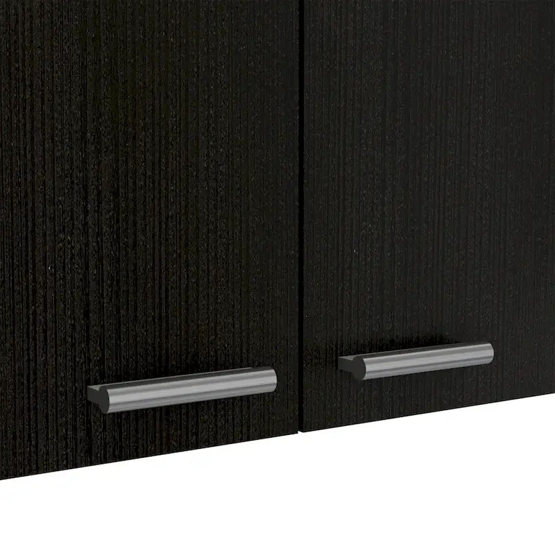 TUHOME Portofino 150 Wall Cabinet with 2 Double Doors, Dish Rack, 2 Open Shelves, and 2 Inner Shelves - N/A