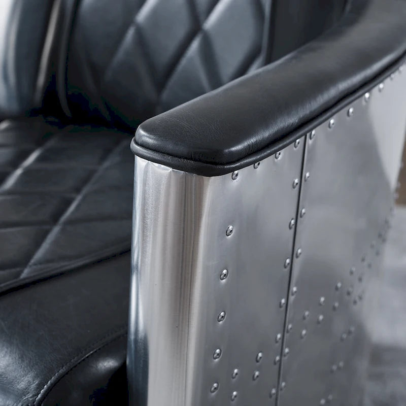 Art Leon IndustrIal Retro Top Grain Leather & Aluminum Accent Chair