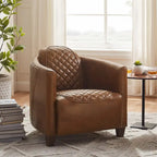 Art Leon IndustrIal Retro Top Grain Leather & Aluminum Accent Chair