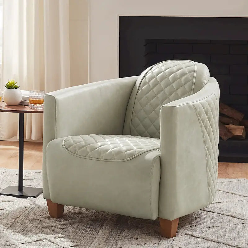 Art Leon IndustrIal Retro Top Grain Leather & Aluminum Accent Chair