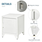 HOMCOM Industrial End Table, Living Room Side Table with Locker-Style Door and Adjustable Shelf - 15.75x15.75x19.75
