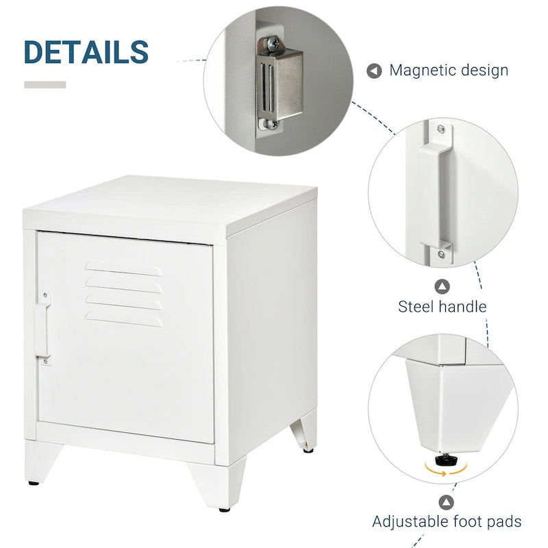 HOMCOM Industrial End Table, Living Room Side Table with Locker-Style Door and Adjustable Shelf - 15.75x15.75x19.75
