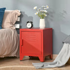HOMCOM Industrial End Table, Living Room Side Table with Locker-Style Door and Adjustable Shelf - 15.75x15.75x19.75