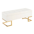 Silver Orchid Crossgar Velvet Storage Bench with Flip-Top Lid