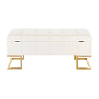 Silver Orchid Crossgar Velvet Storage Bench with Flip-Top Lid