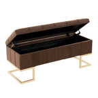 Silver Orchid Crossgar Velvet Storage Bench with Flip-Top Lid