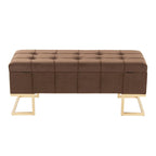 Silver Orchid Crossgar Velvet Storage Bench with Flip-Top Lid